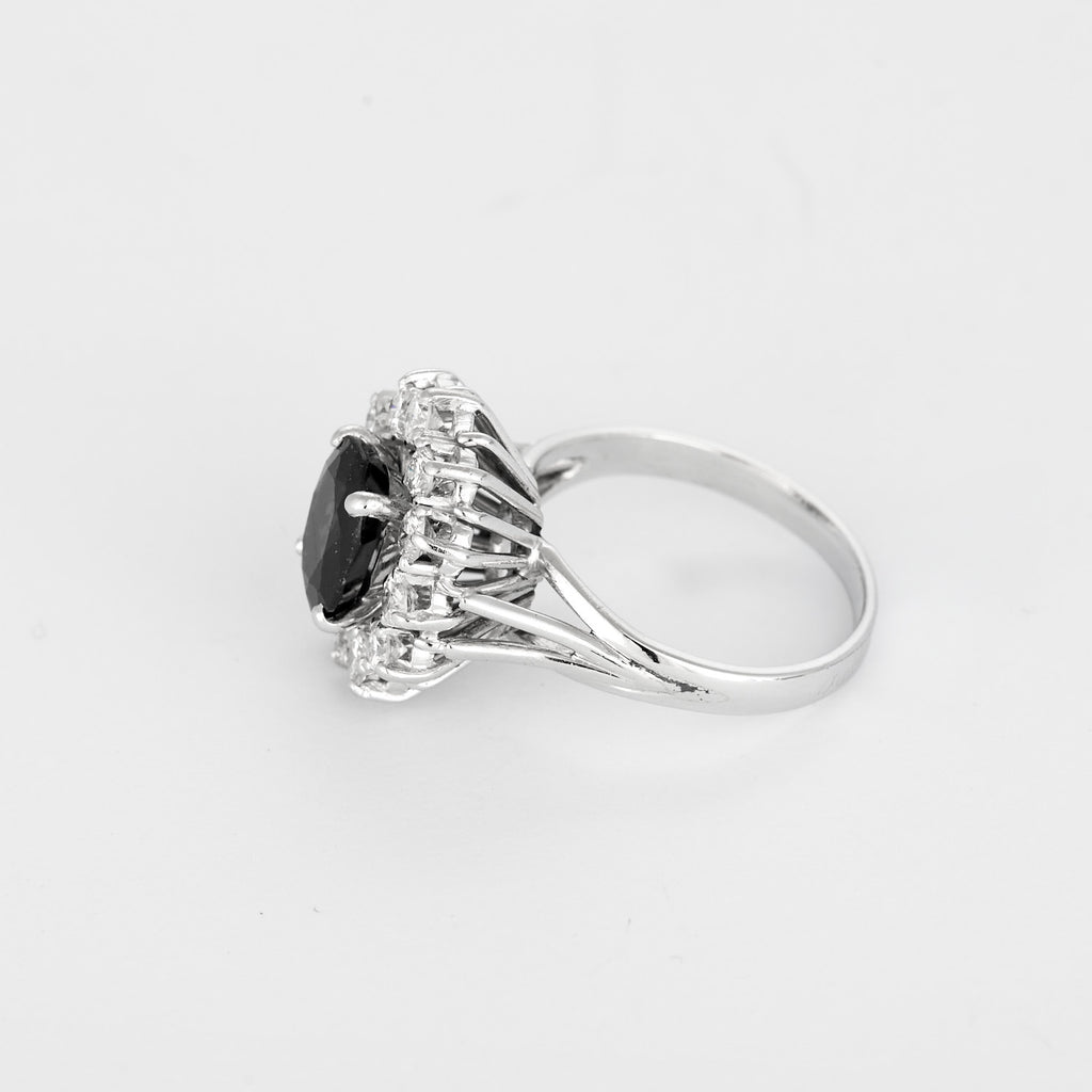 Bague Marguerite vintage Saphir et diamants en or blanc