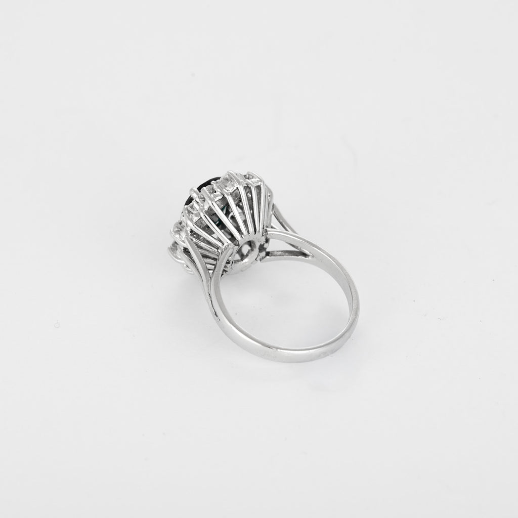 Bague Marguerite vintage Saphir et diamants en or blanc