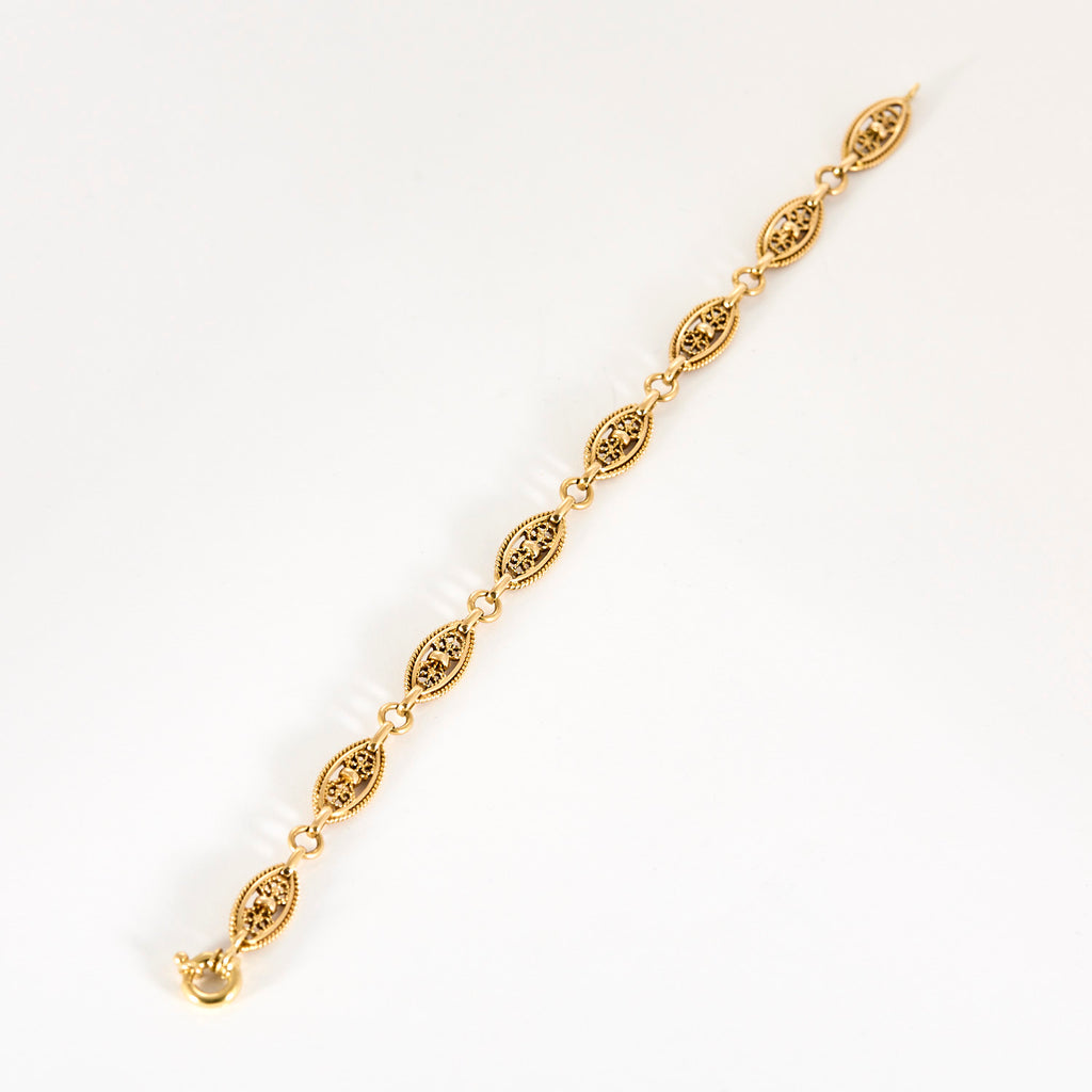 Bracelet mailles filigranes torsadé en or