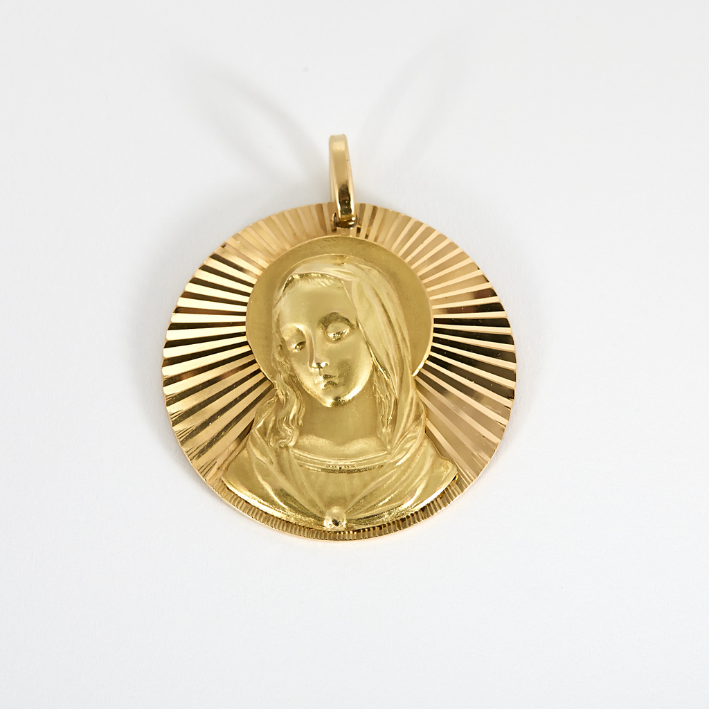 Médaille Vierge Marie en or jaune 22mm