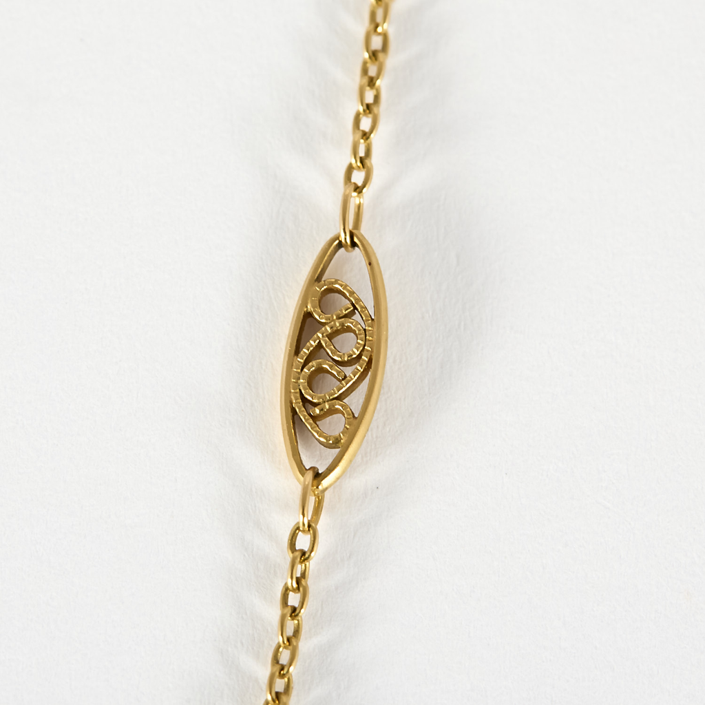 Chaine vintage filigrane et perles d'or en or jaune