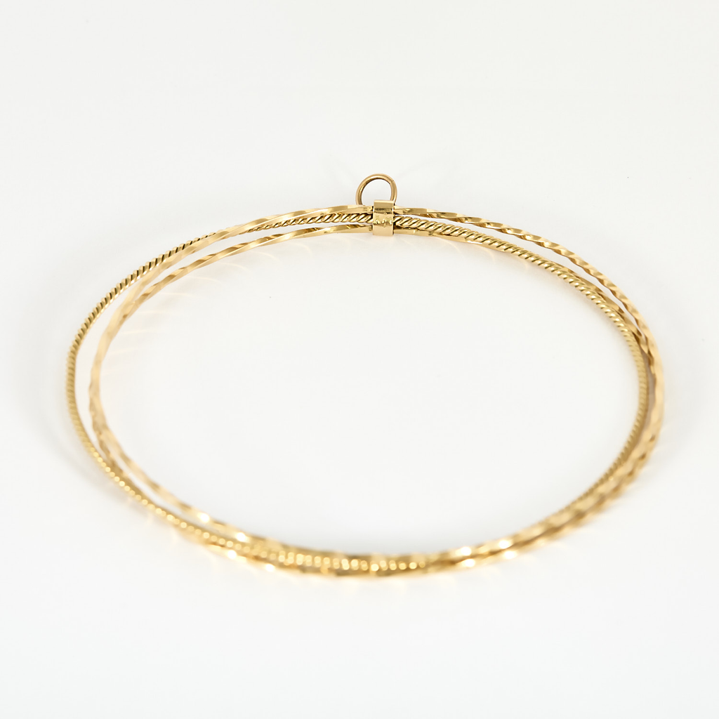 Bracelet jonc vintage triple rang en or jaune