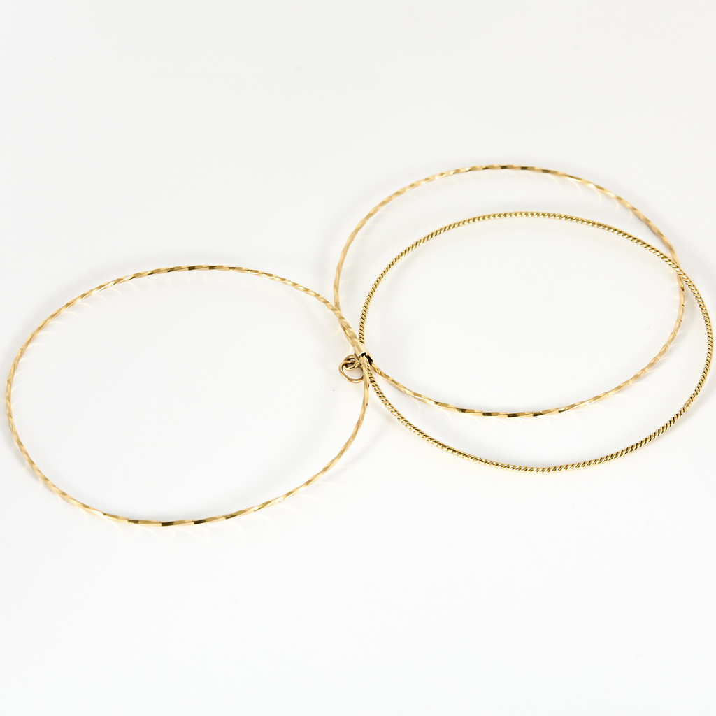 Bracelet jonc vintage triple rang en or jaune