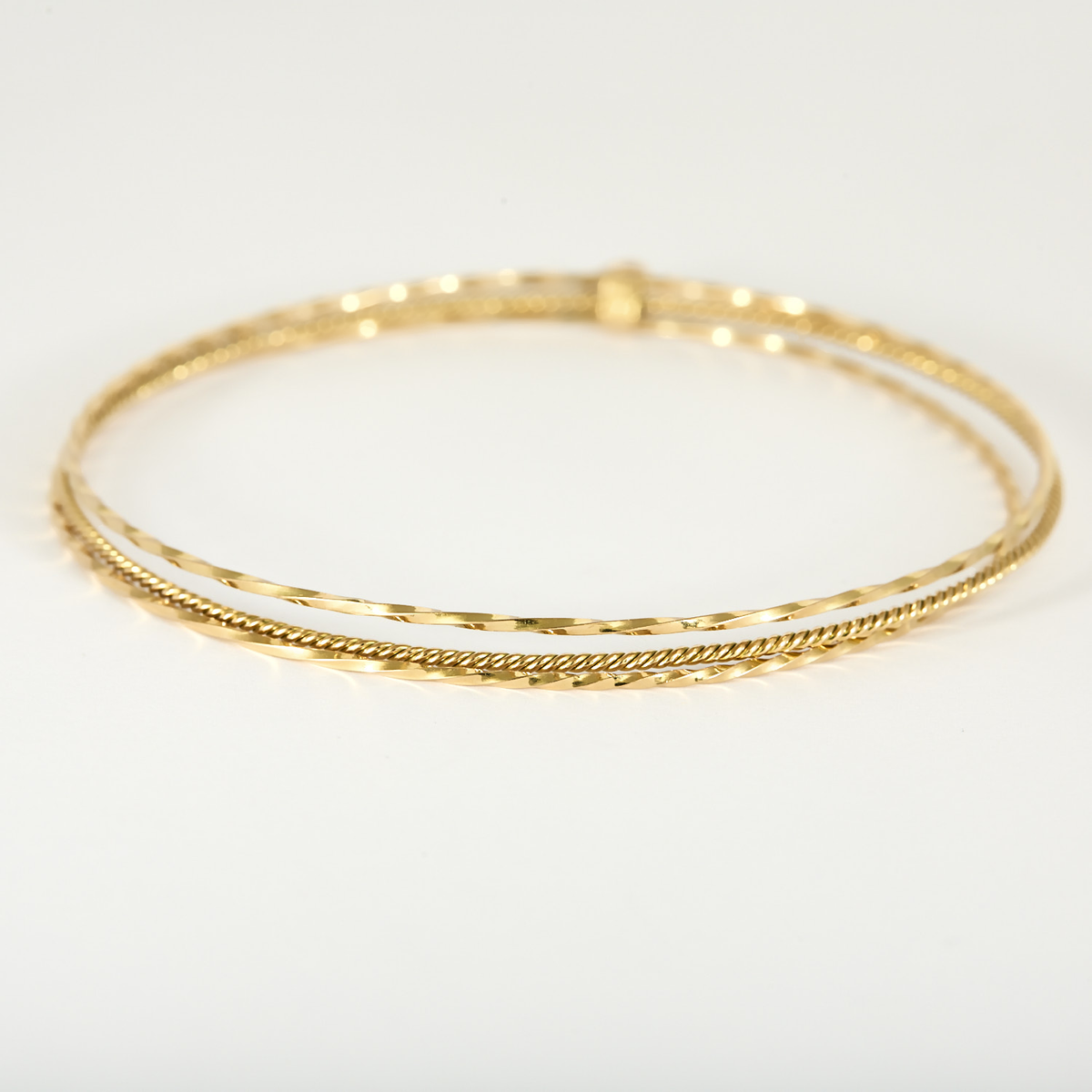 Bracelet jonc vintage triple rang en or jaune
