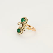 Bague ancienne Antique en or diamants et émeraude
