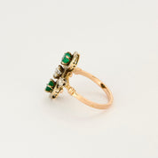 Bague ancienne Antique en or diamants et émeraude