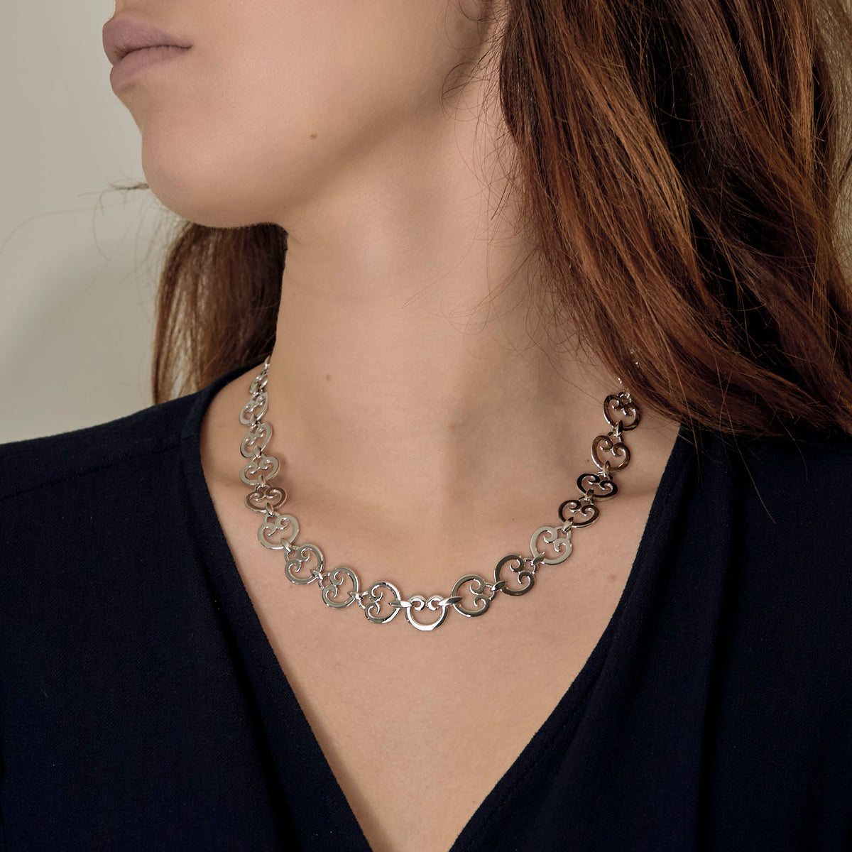 Collier Coeur O.J PERRIN en or blanc.