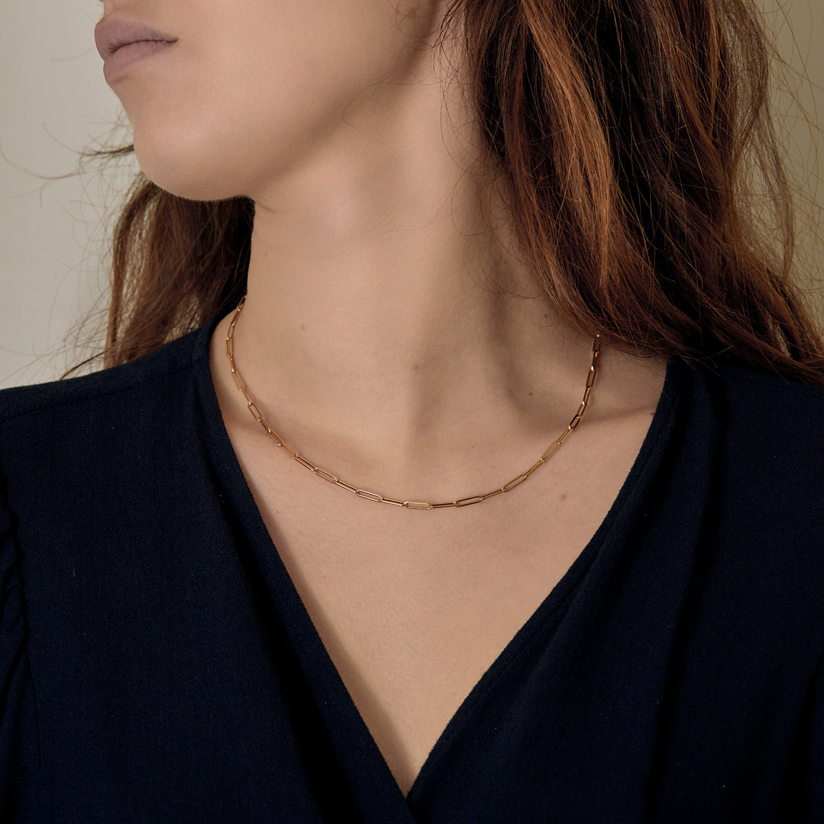 Chaine-collier maille Trombone en or jaune