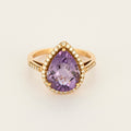 Bague en or rose, diamants et Améthyste poire.