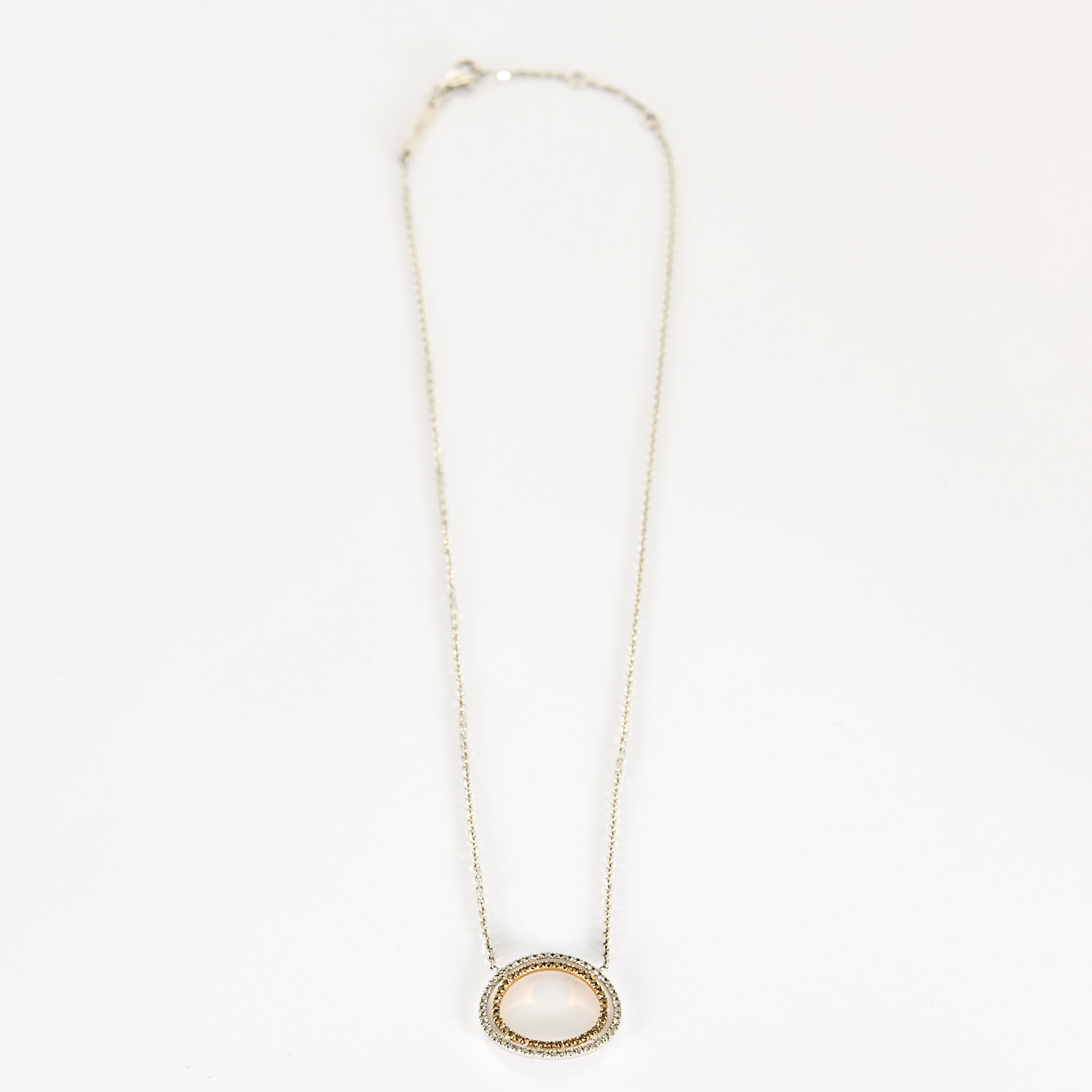 Collier double cercle en or et diamants blanc & cognac.