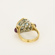 Bague vintage "coeur" topaze bleue en or jaune.