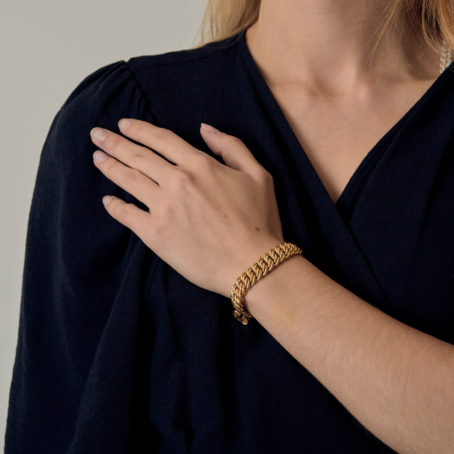 Bracelet mailles américaine en or 18k