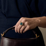 Bague vintage "coeur" topaze bleue en or jaune.