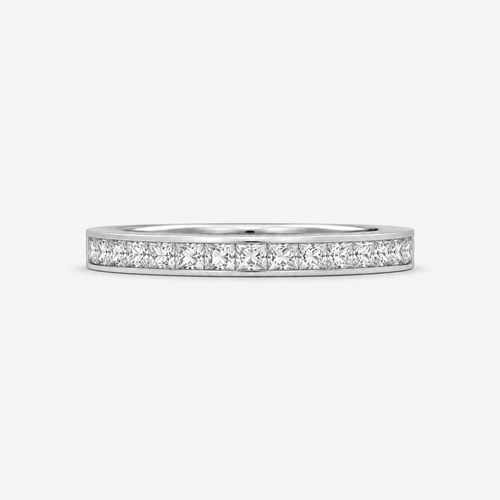 Alliance diamants princesses tour complet 3 carats en or blanc.