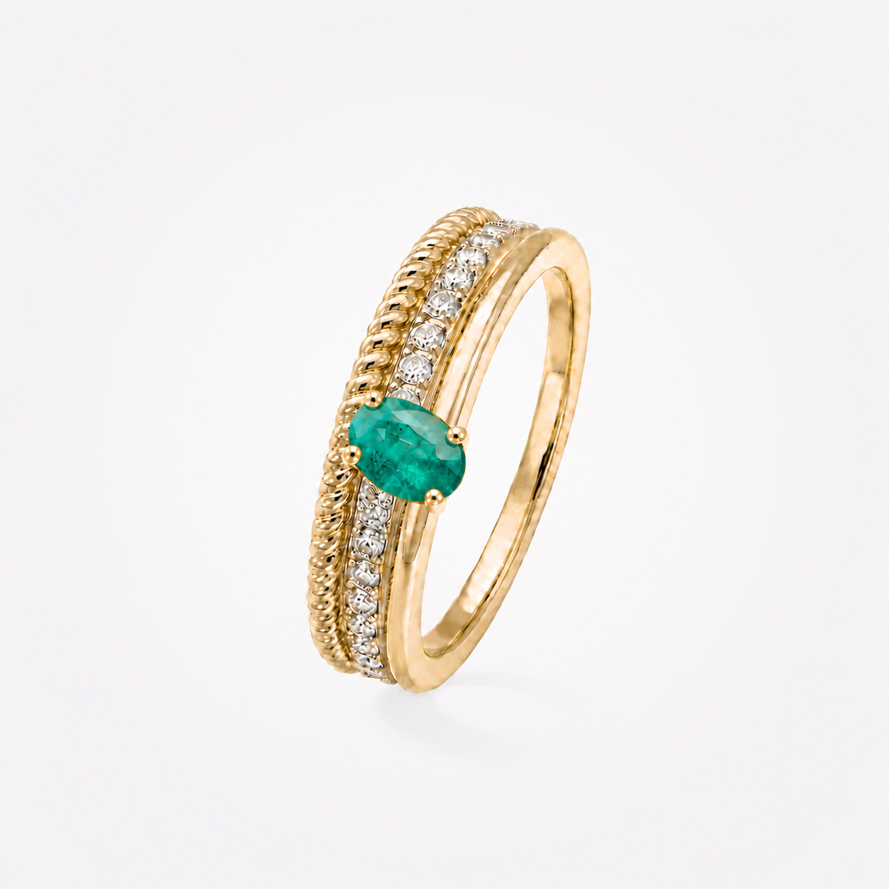 Bague en or jaune, émeraude et diamants – 1,03 carat