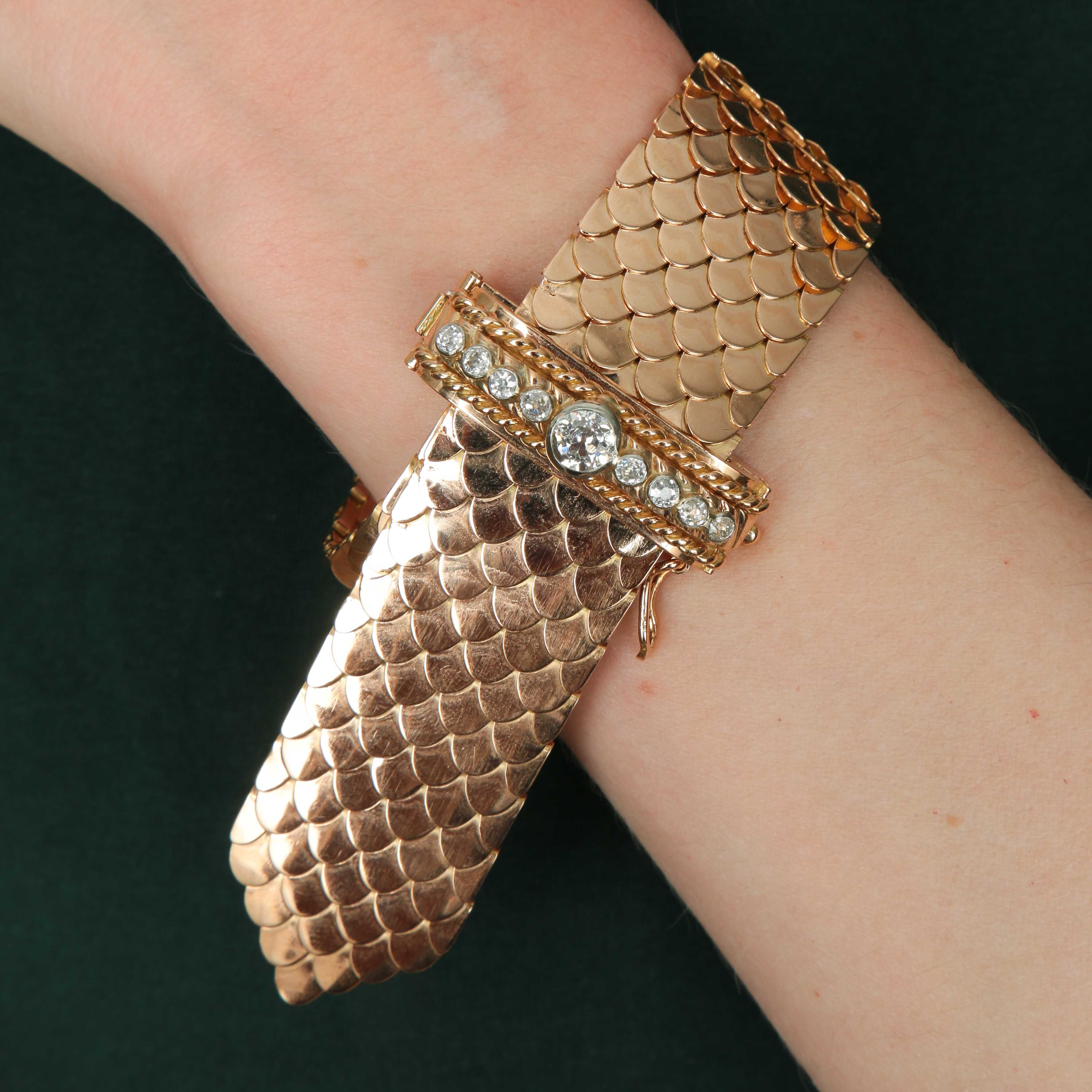 Bracelet Ceinture en or et diamants des années 50