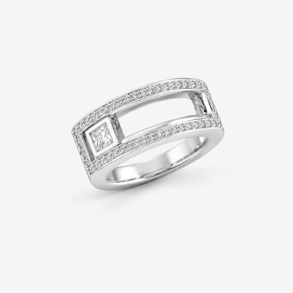Bague diamant amovible en or blanc