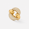 Bague "maillon de chaine" en or jaune et diamants