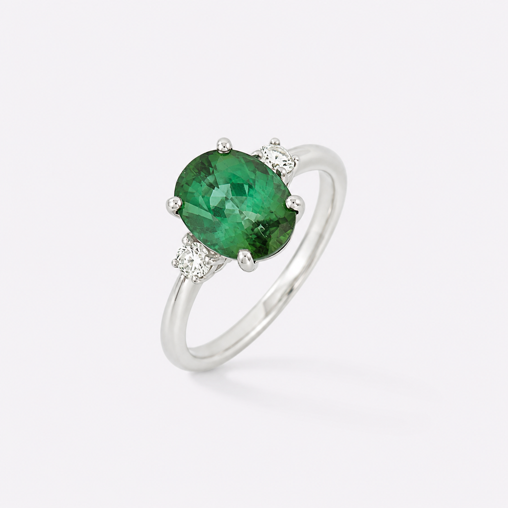 Bague Tourmaline verte 4,15 carats.