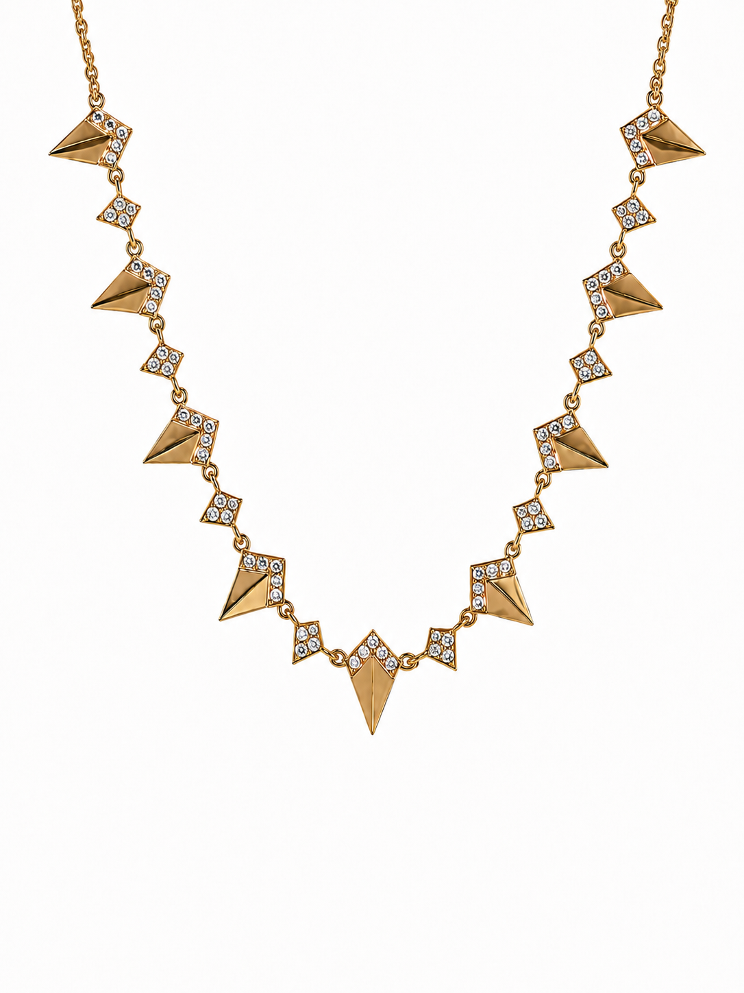 Collier géométrique en or jaune et diamants – 0,52 carat