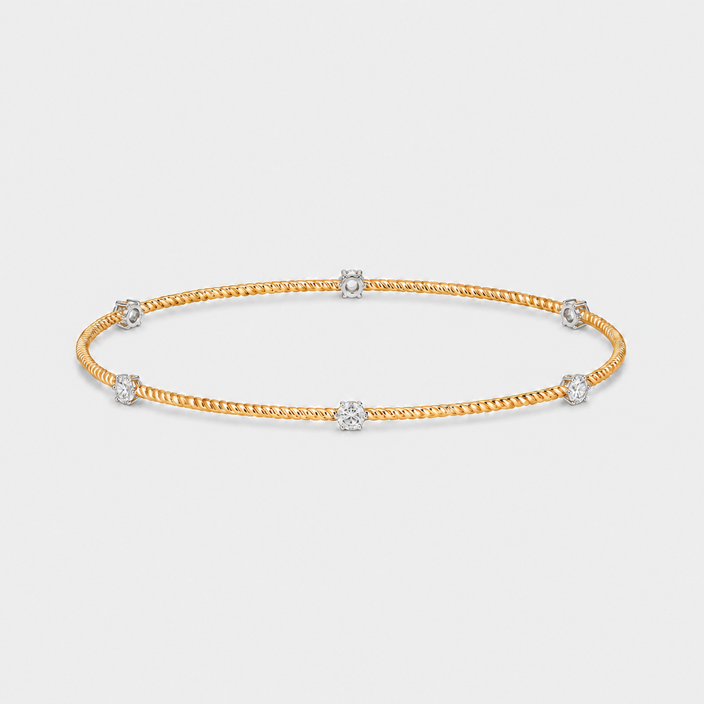 Bracelet jonc torsadé en or jaune et diamants – 1,17 carat