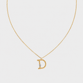 Collier initiale D en or jaune torsadé et diamant – 0,10 carat