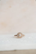 Bague double entourage en or rose et diamants – 1,34 carat