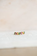 Bague Rainbow en or jaune, saphirs, tsavorites et diamants