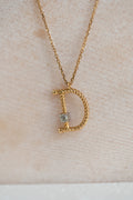 Collier initiale D en or jaune torsadé et diamant – 0,10 carat