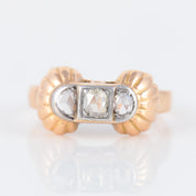 Bague or rose, platine et diamants