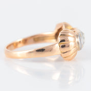 Bague or rose, platine et diamants
