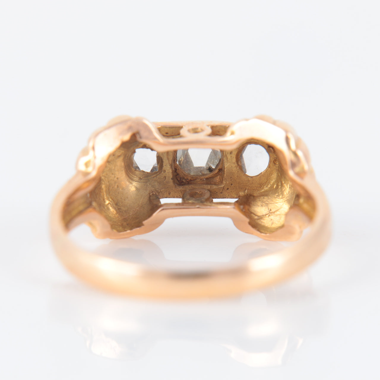 Bague or rose, platine et diamants