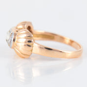 Bague or rose, platine et diamants