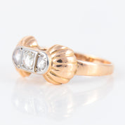 Bague or rose, platine et diamants