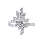 Bague Feuilles or blanc et diamants