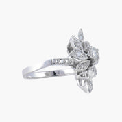 Bague Feuilles or blanc et diamants