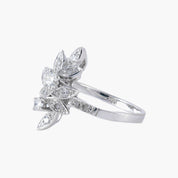Bague Feuilles or blanc et diamants