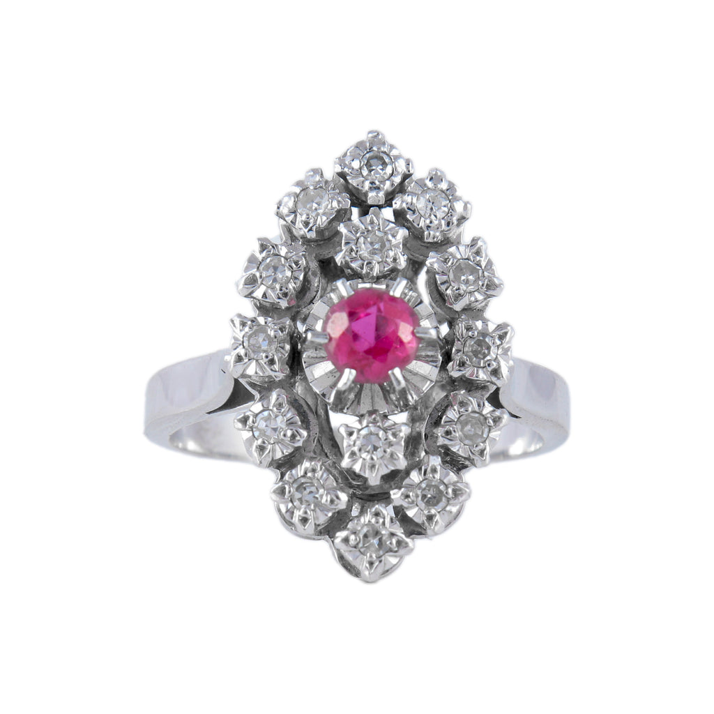 Bague Marquise or blanc et diamants