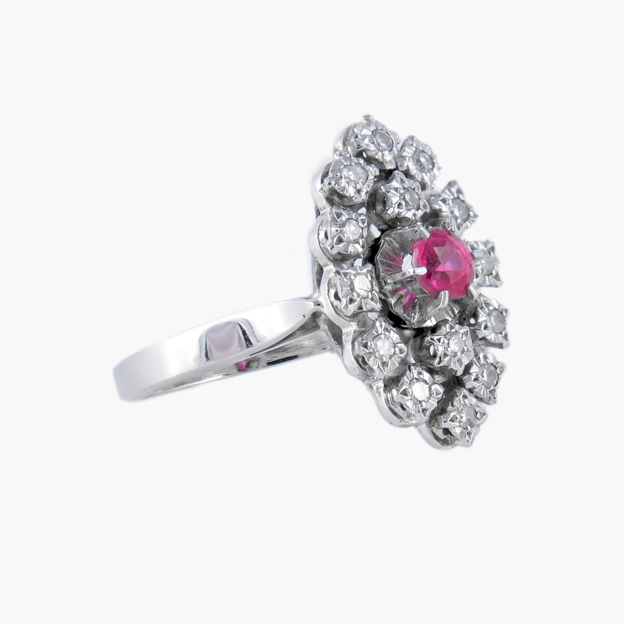 Bague Marquise or blanc et diamants