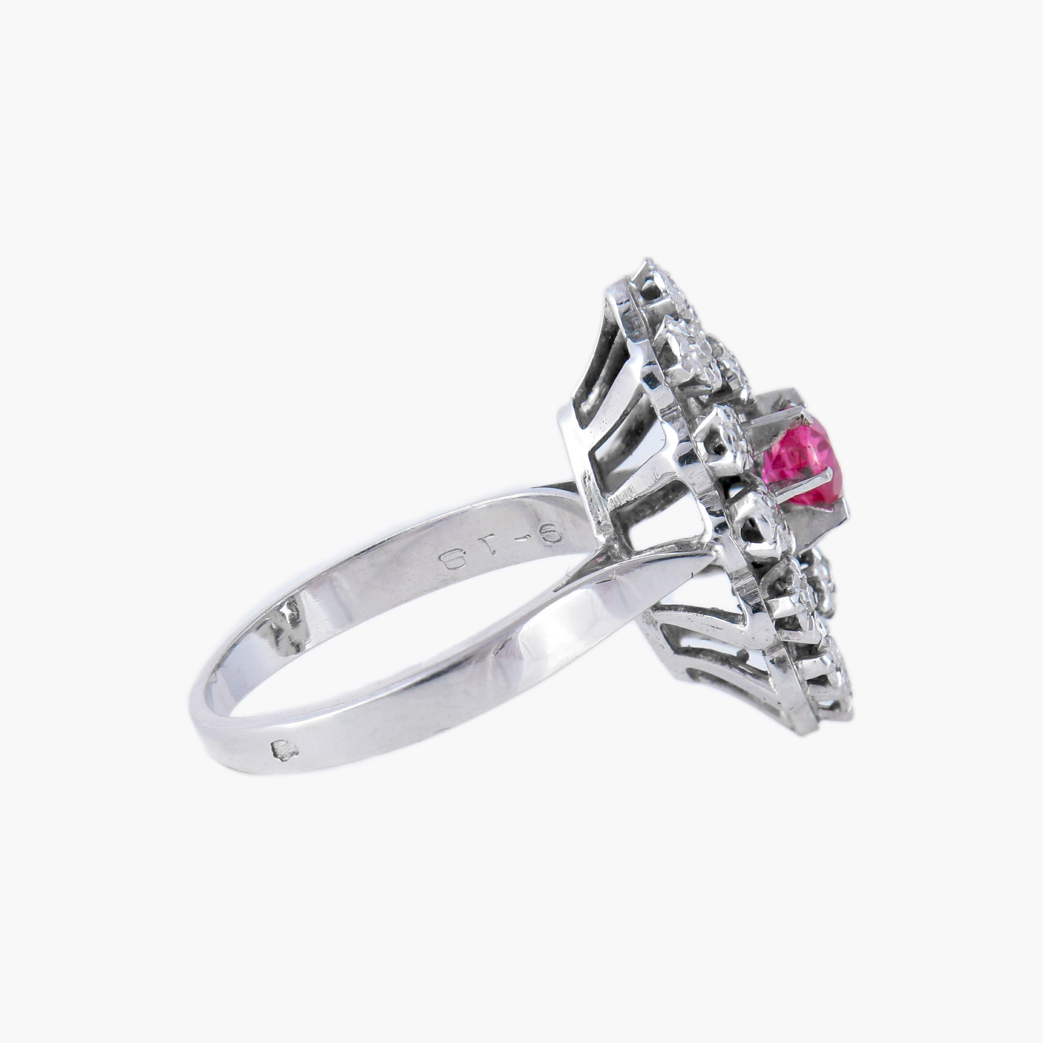 Bague Marquise or blanc et diamants