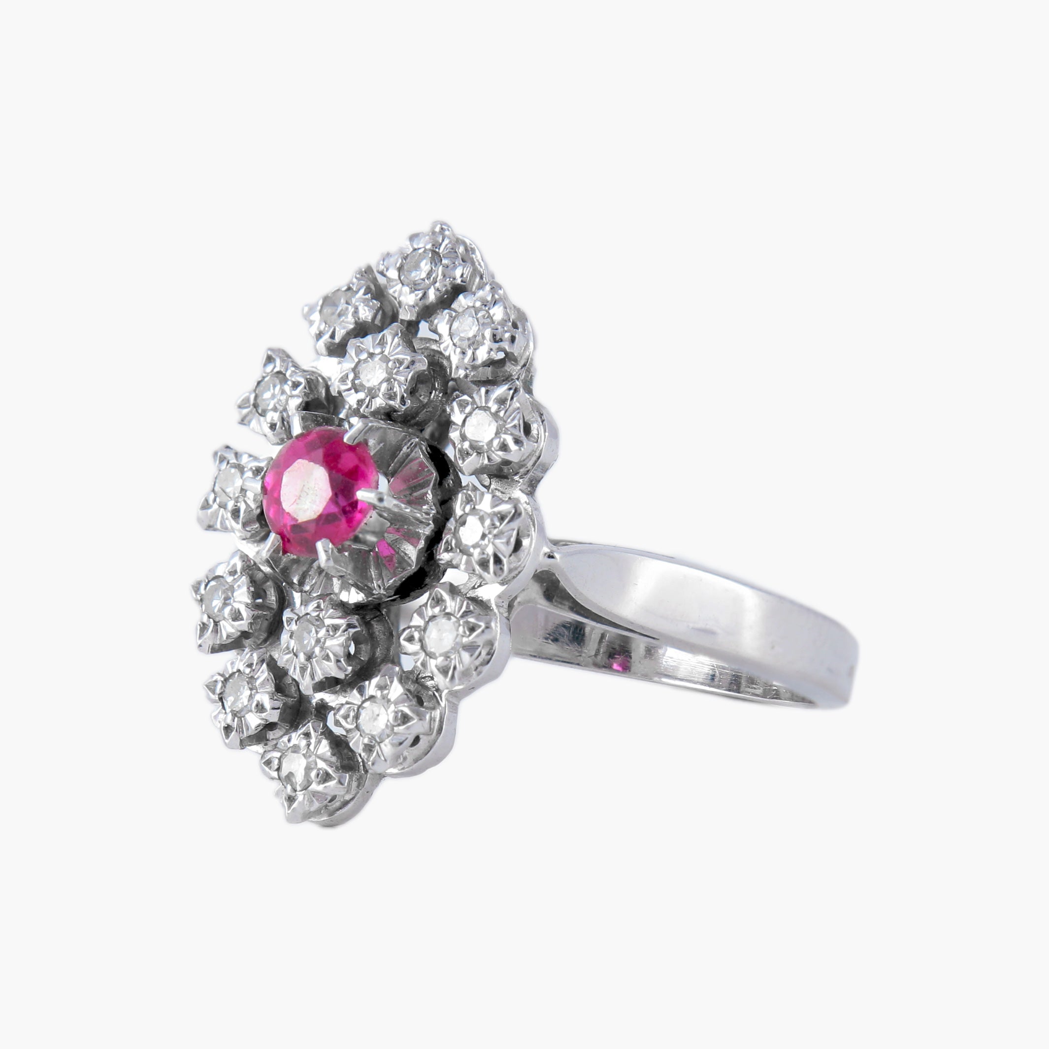 Bague Marquise or blanc et diamants