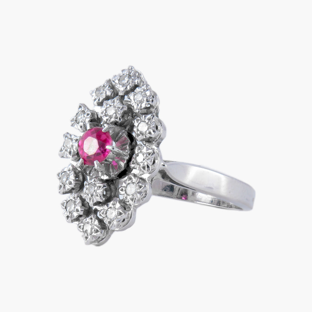 Bague Marquise or blanc et diamants