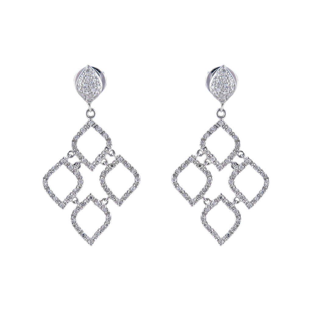 Boucles d'oreilles Dentelle or blanc et diamants
