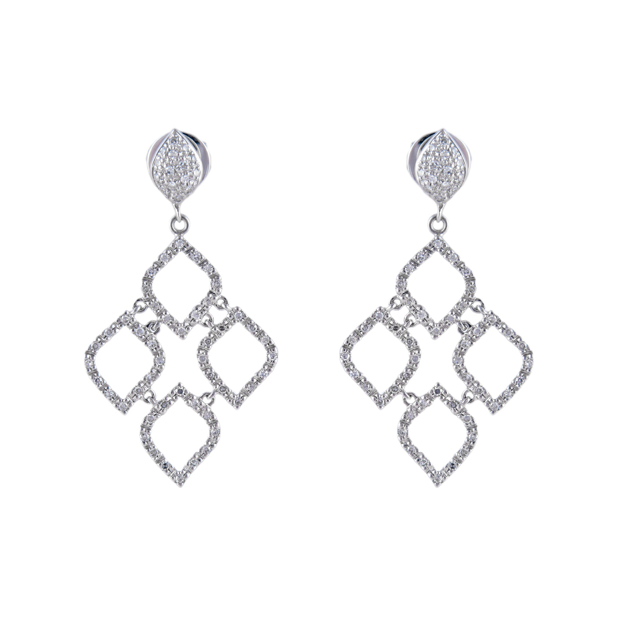 Boucles d'oreilles Dentelle or blanc et diamants