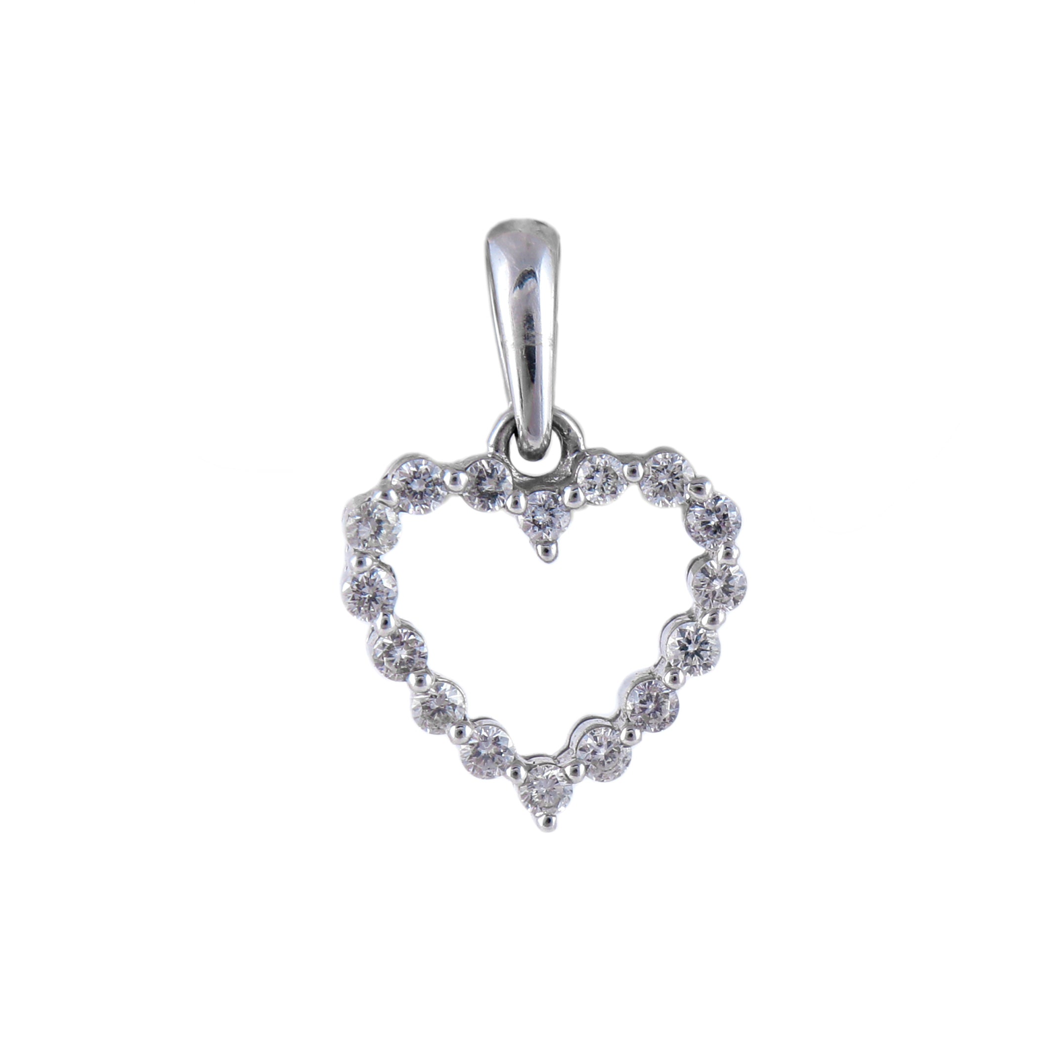 Pendentif Cœur or blanc et diamants