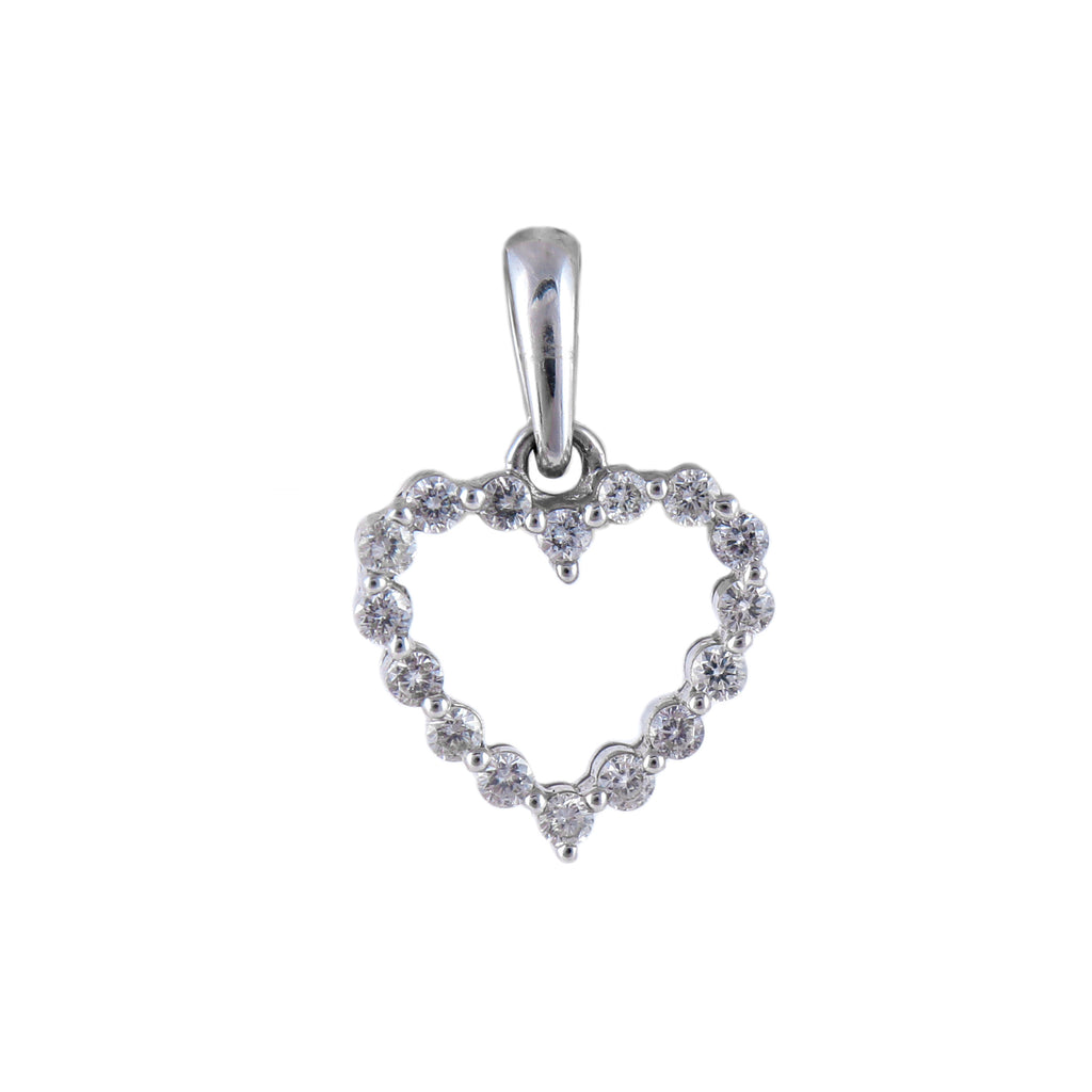 Pendentif Cœur or blanc et diamants
