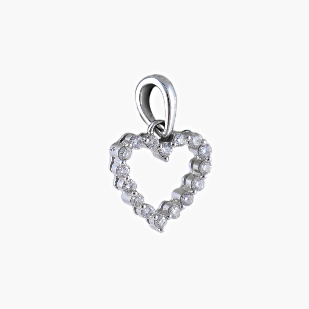 Pendentif Cœur or blanc et diamants