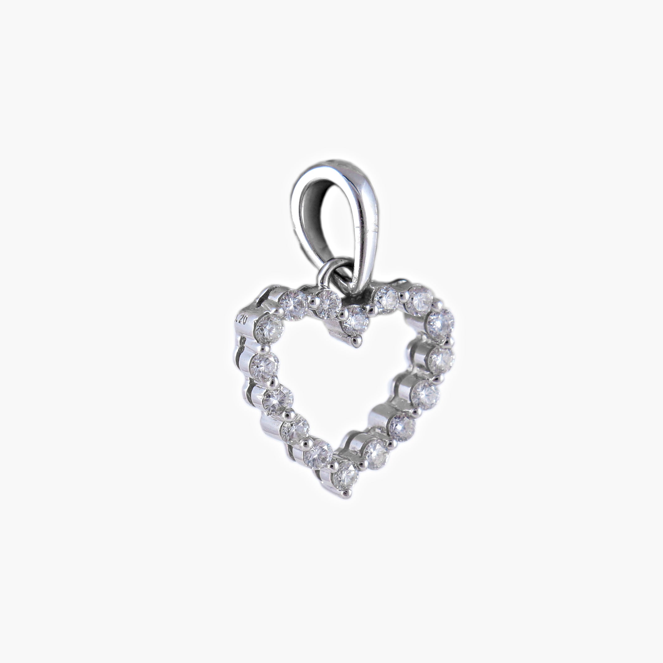 Pendentif Cœur or blanc et diamants