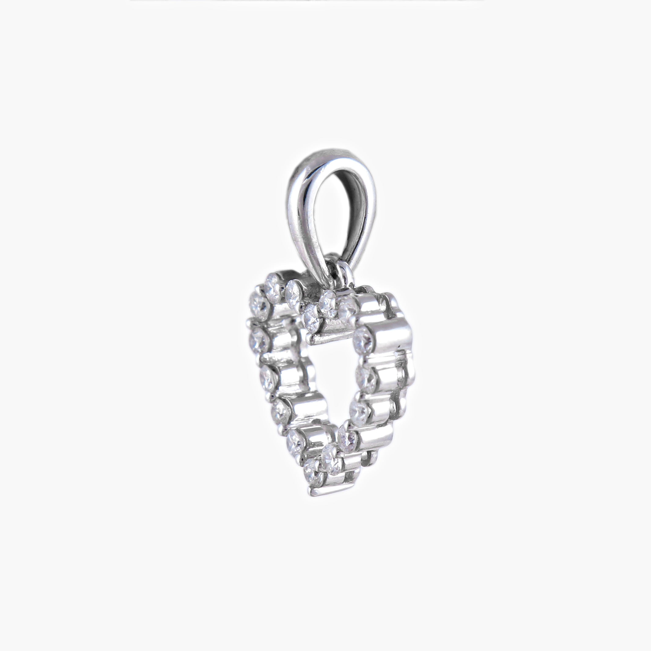 Pendentif Cœur or blanc et diamants