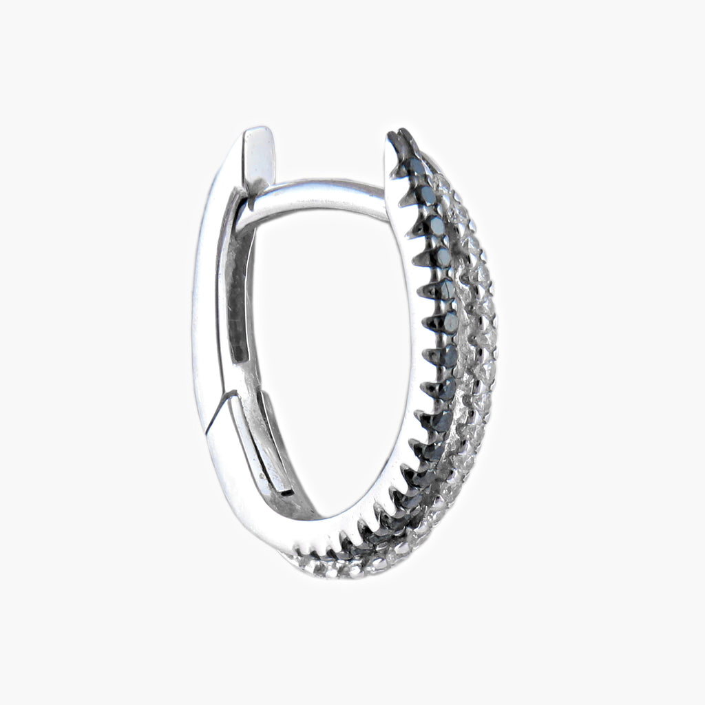 Créoles en or blanc avec diamants blancs et noirs